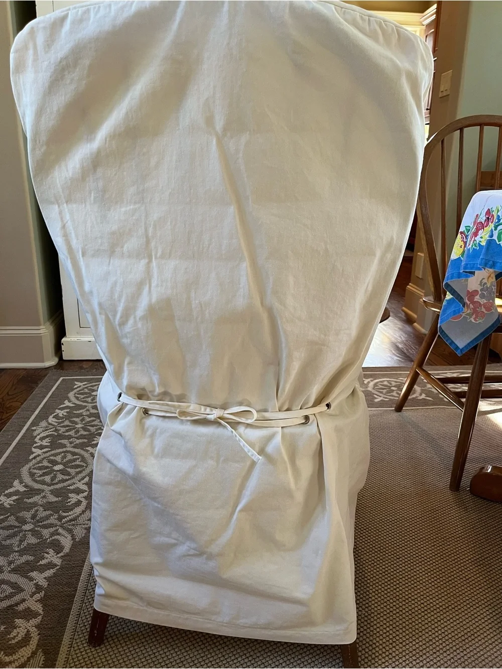 Pottery Barn Loose Fit Dining Chair Cover Side Kitchen Cotton Twill Ivory